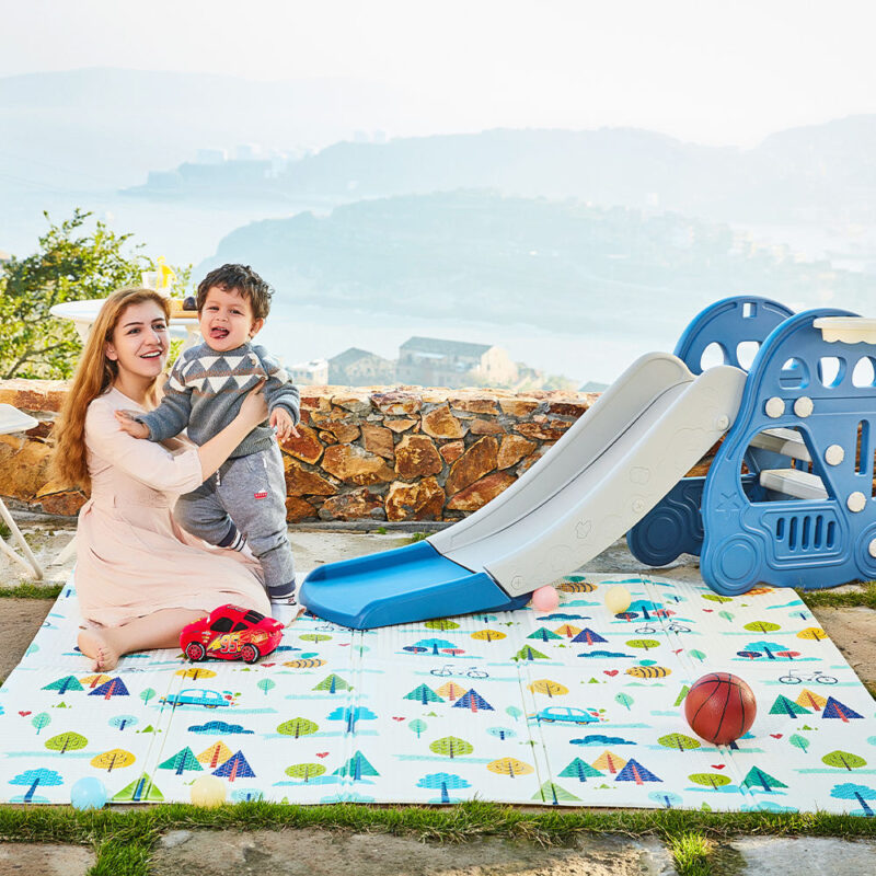 Foldable XPE Foam Baby Play Mat Non-Toxic Crawling Mat with Animal Print for Indoor & Outdoor Hard Floors Camping & Exercise Use vantis (43) 1cm Waterproof Kids XPE Folding Baby Playmat