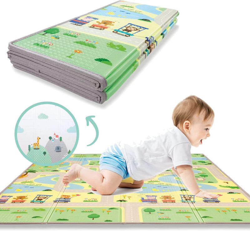 Foldable XPE Foam Baby Play Mat Non-Toxic Crawling Mat with Animal Print for Indoor & Outdoor Hard Floors Camping & Exercise Use vantis (47) Foldable XPE Foam Baby Play Mat for Indoor Floor Use with Non Slip Texture Safe and Durable Material
