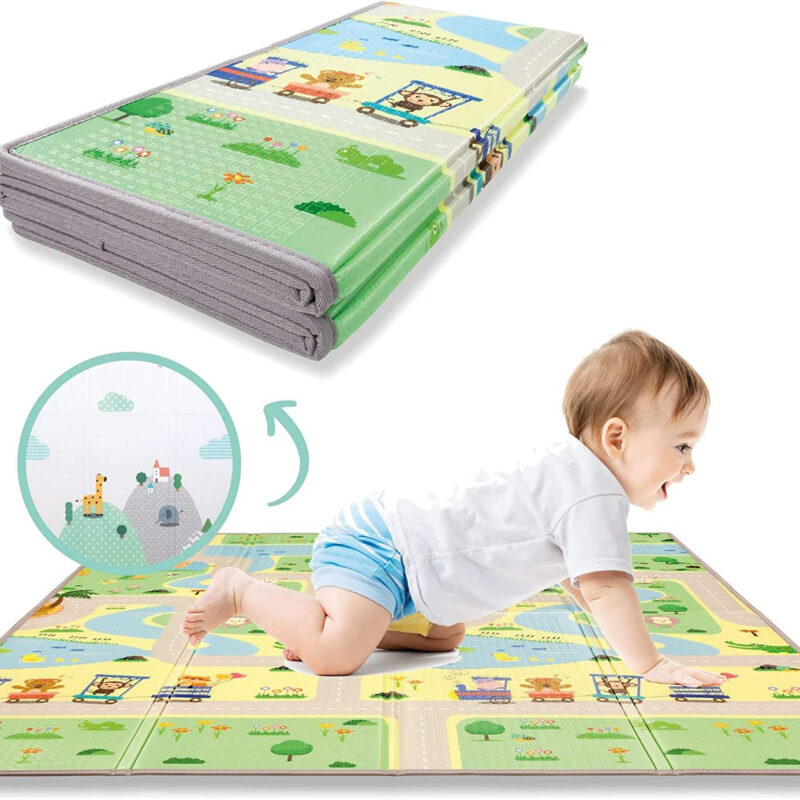Foldable XPE Foam Baby Play Mat Non-Toxic Crawling Mat with Animal Print for Indoor & Outdoor Hard Floors Camping & Exercise Use vantis (47) Foldable XPE Foam Baby Play Mat for Indoor Floor Use with Non Slip Texture Safe and Durable Material